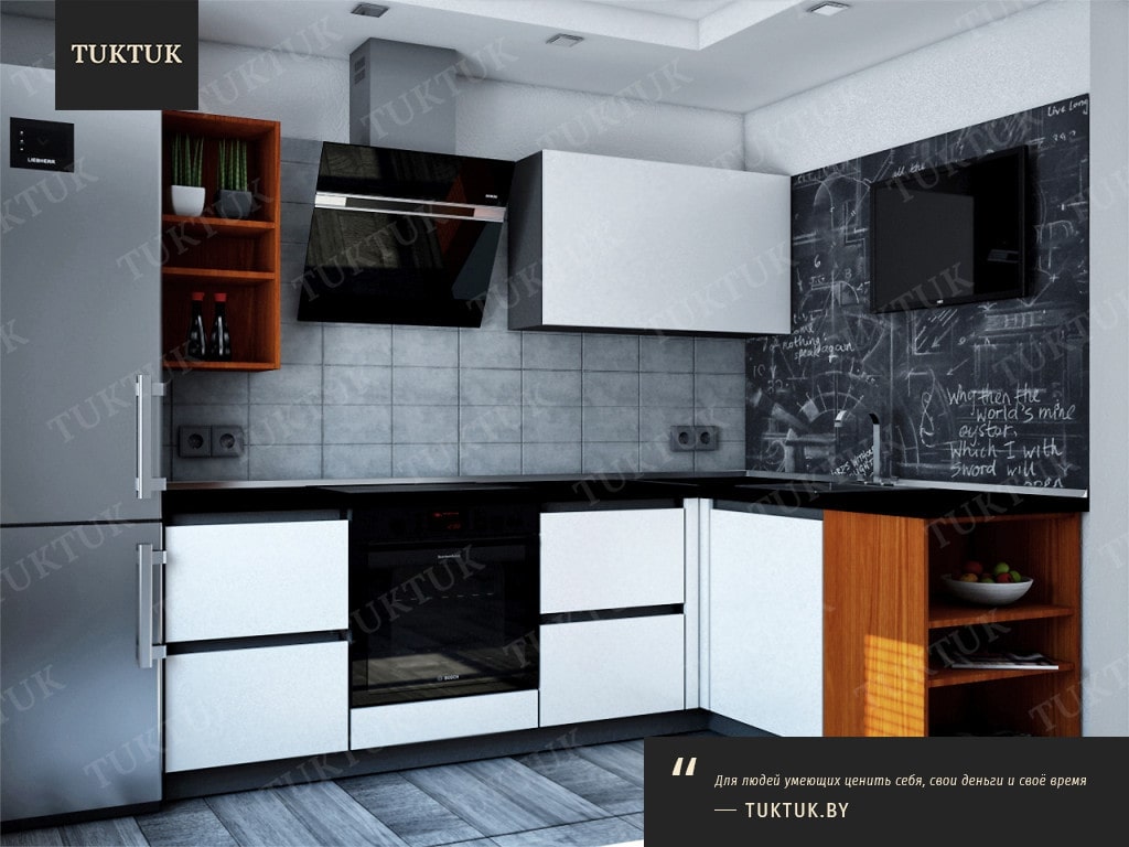 Угловая кухня Francheska Milano - Фото дизайна угловой кухни для маленькой квартиры